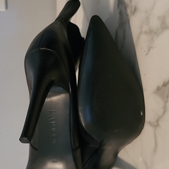 Lauren Ralph Lauren Black Leather Pointed Toes Chelsea Ankle Sock Boots Wmns 9 - Picture 11 of 13